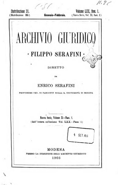 Archivio giuridico Filippo Serafini