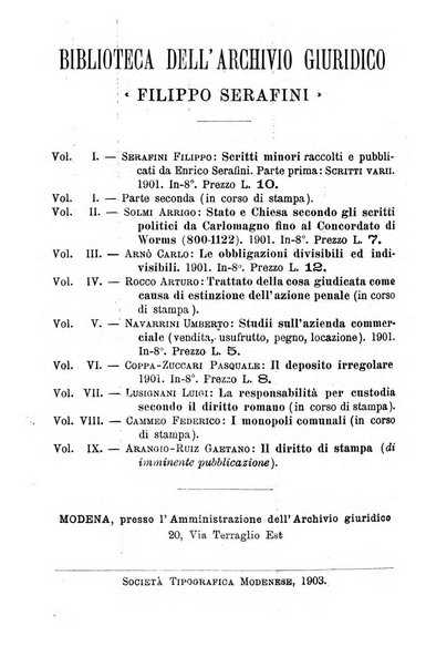 Archivio giuridico Filippo Serafini