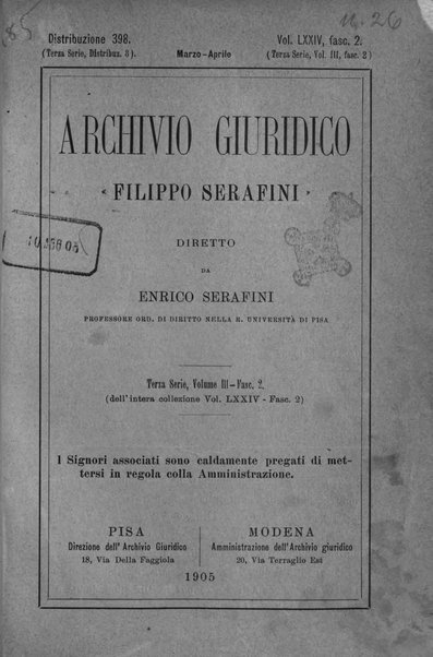 Archivio giuridico Filippo Serafini