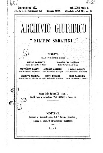 Archivio giuridico Filippo Serafini