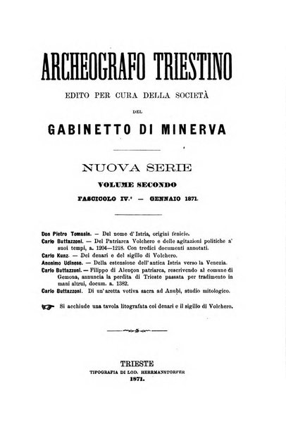 L'Archeografo triestino raccolta di opuscoli e notizie per Trieste e per l'Istria