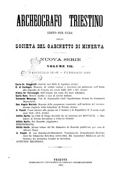 L'Archeografo triestino raccolta di opuscoli e notizie per Trieste e per l'Istria