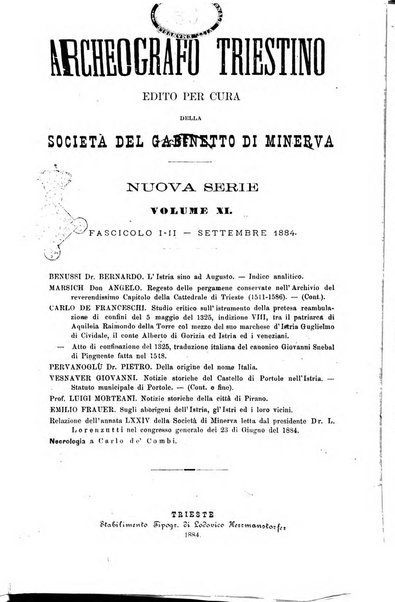 L'Archeografo triestino raccolta di opuscoli e notizie per Trieste e per l'Istria