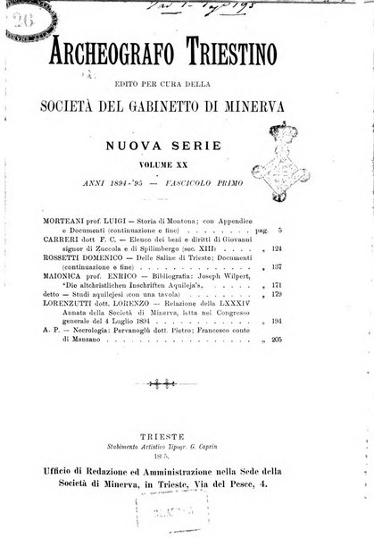 L'Archeografo triestino raccolta di opuscoli e notizie per Trieste e per l'Istria