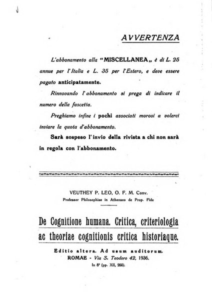 Miscellanea francescana rivista di scienze lettere ed arti