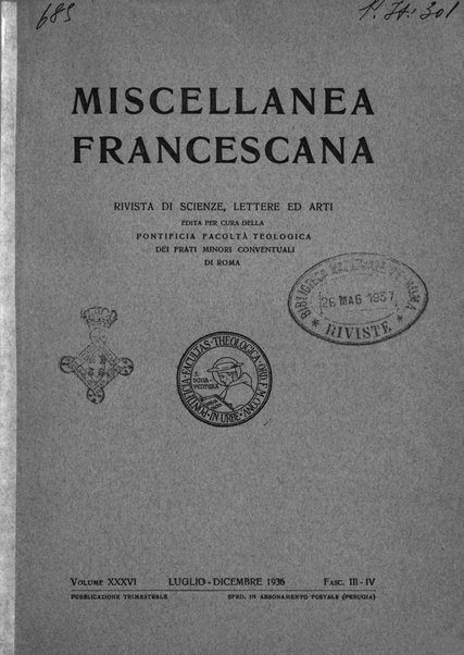 Miscellanea francescana rivista di scienze lettere ed arti