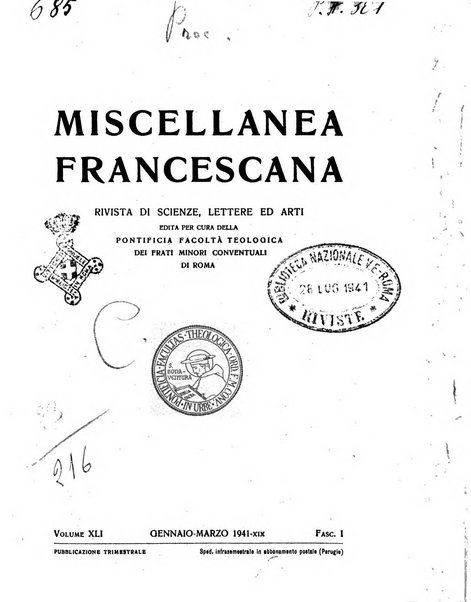 Miscellanea francescana rivista di scienze lettere ed arti