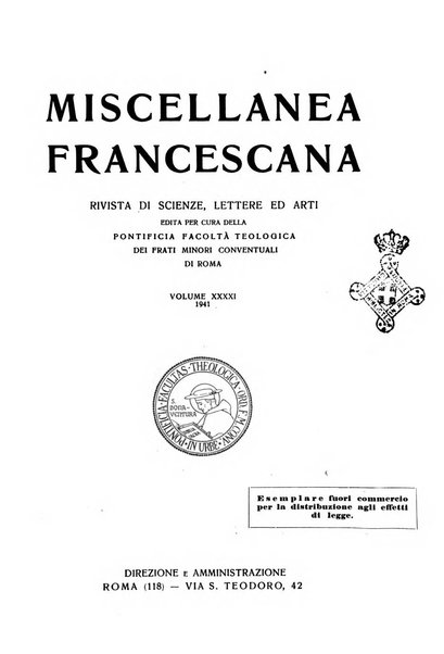 Miscellanea francescana rivista di scienze lettere ed arti