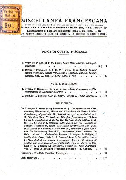 Miscellanea francescana rivista di scienze lettere ed arti