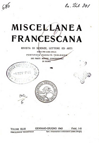 Miscellanea francescana rivista di scienze lettere ed arti