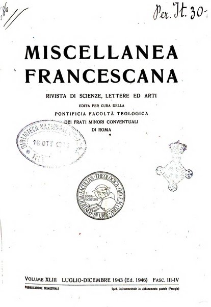 Miscellanea francescana rivista di scienze lettere ed arti