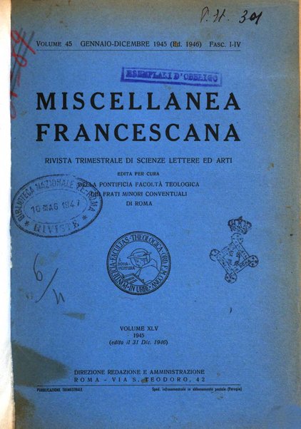 Miscellanea francescana rivista di scienze lettere ed arti