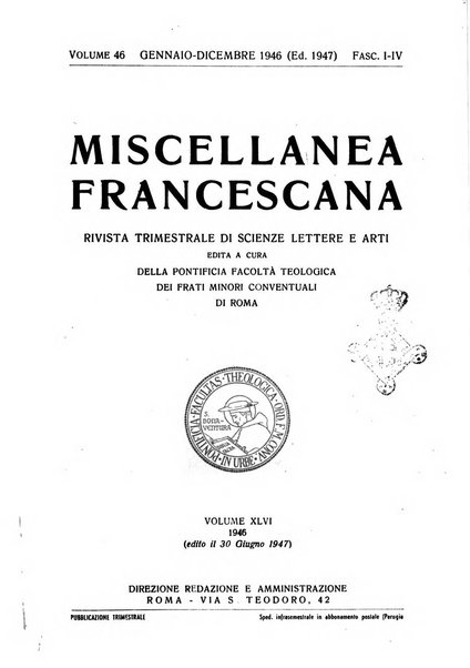 Miscellanea francescana rivista di scienze lettere ed arti