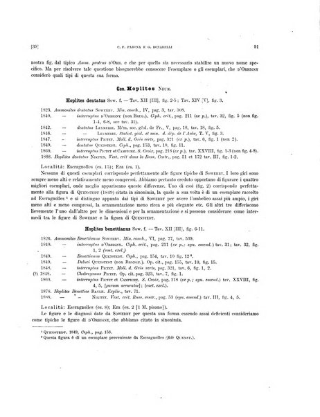 Palaeontographia Italica raccolta di monografie paleontologiche fondata da Mario Canavari nell'anno 1895