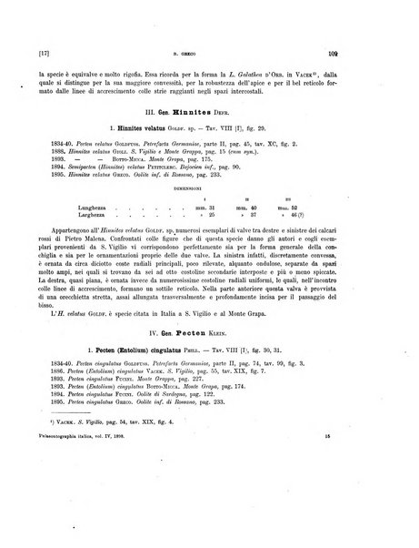 Palaeontographia Italica raccolta di monografie paleontologiche fondata da Mario Canavari nell'anno 1895