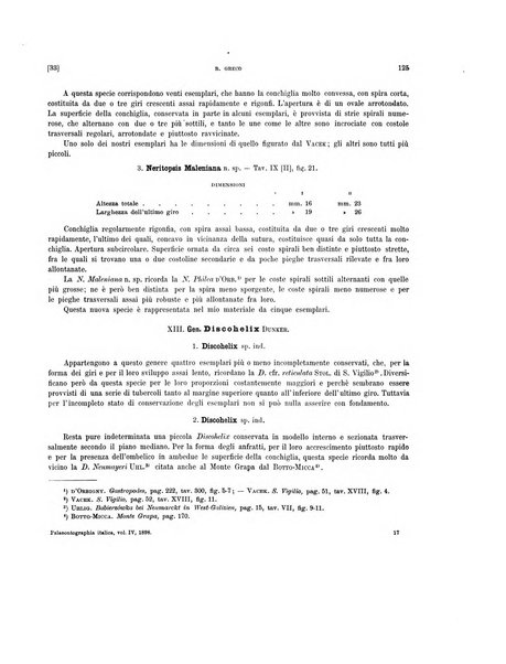 Palaeontographia Italica raccolta di monografie paleontologiche fondata da Mario Canavari nell'anno 1895