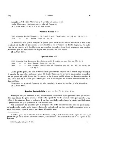 Palaeontographia Italica raccolta di monografie paleontologiche fondata da Mario Canavari nell'anno 1895