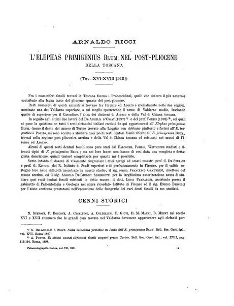 Palaeontographia Italica raccolta di monografie paleontologiche fondata da Mario Canavari nell'anno 1895