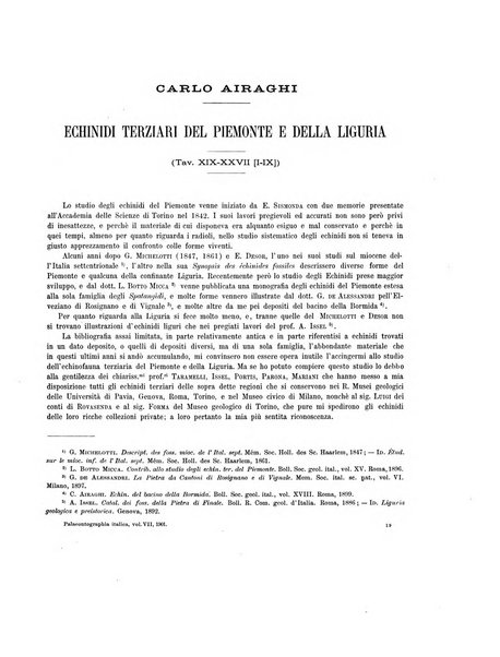 Palaeontographia Italica raccolta di monografie paleontologiche fondata da Mario Canavari nell'anno 1895