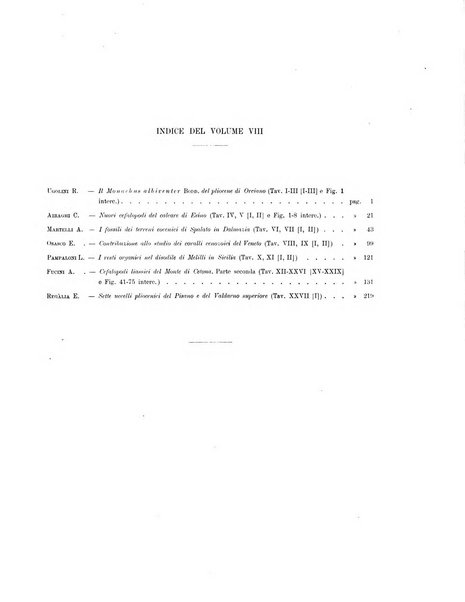 Palaeontographia Italica raccolta di monografie paleontologiche fondata da Mario Canavari nell'anno 1895