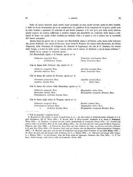 Palaeontographia Italica raccolta di monografie paleontologiche fondata da Mario Canavari nell'anno 1895