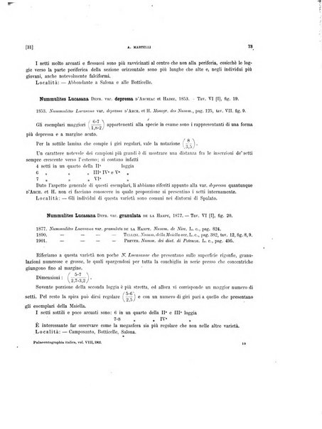 Palaeontographia Italica raccolta di monografie paleontologiche fondata da Mario Canavari nell'anno 1895