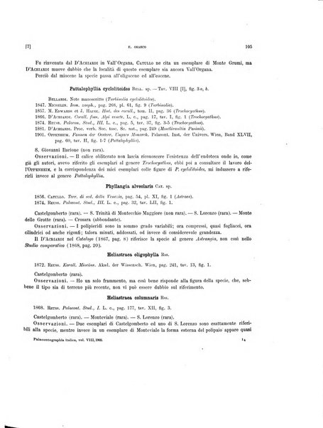 Palaeontographia Italica raccolta di monografie paleontologiche fondata da Mario Canavari nell'anno 1895