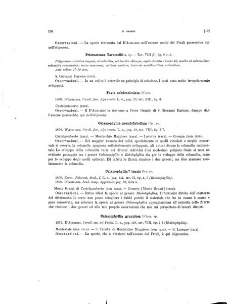 Palaeontographia Italica raccolta di monografie paleontologiche fondata da Mario Canavari nell'anno 1895