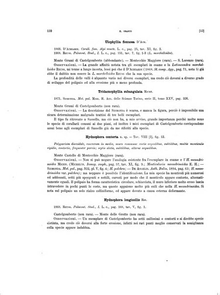 Palaeontographia Italica raccolta di monografie paleontologiche fondata da Mario Canavari nell'anno 1895