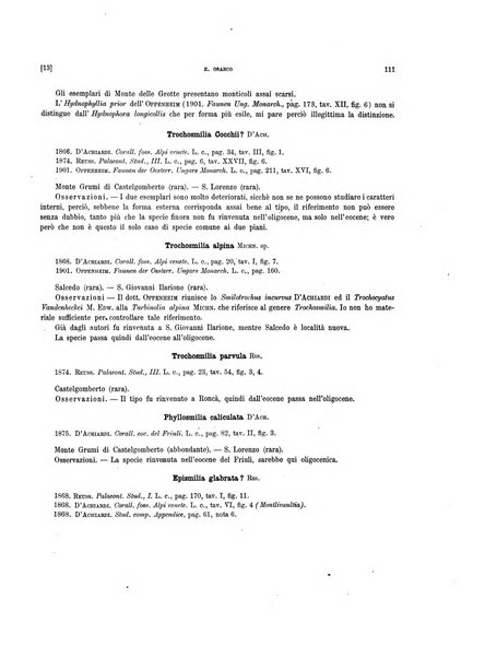 Palaeontographia Italica raccolta di monografie paleontologiche fondata da Mario Canavari nell'anno 1895