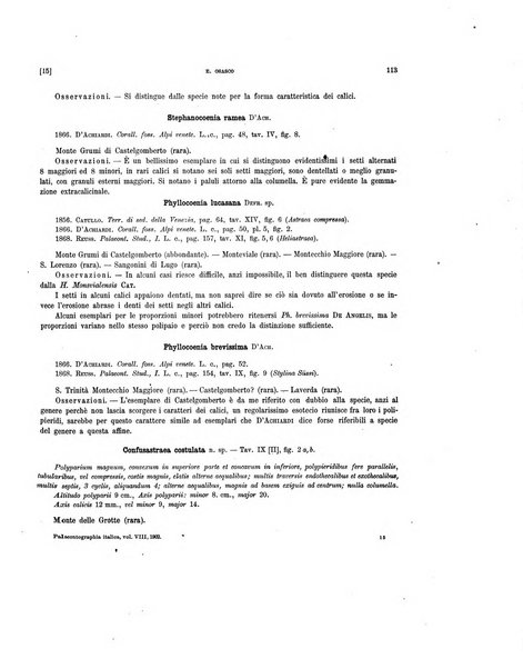 Palaeontographia Italica raccolta di monografie paleontologiche fondata da Mario Canavari nell'anno 1895