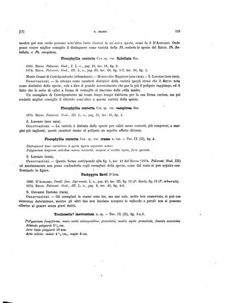 Palaeontographia Italica raccolta di monografie paleontologiche fondata da Mario Canavari nell'anno 1895