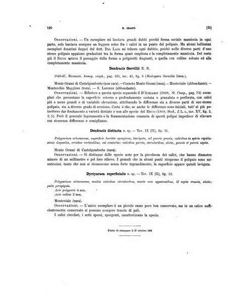 Palaeontographia Italica raccolta di monografie paleontologiche fondata da Mario Canavari nell'anno 1895