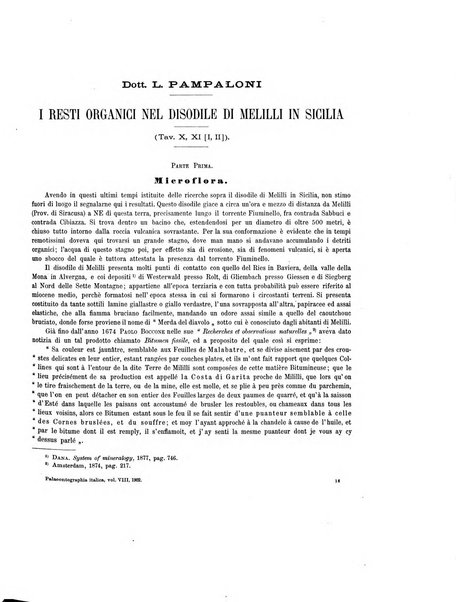 Palaeontographia Italica raccolta di monografie paleontologiche fondata da Mario Canavari nell'anno 1895