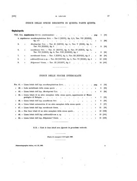 Palaeontographia Italica raccolta di monografie paleontologiche fondata da Mario Canavari nell'anno 1895