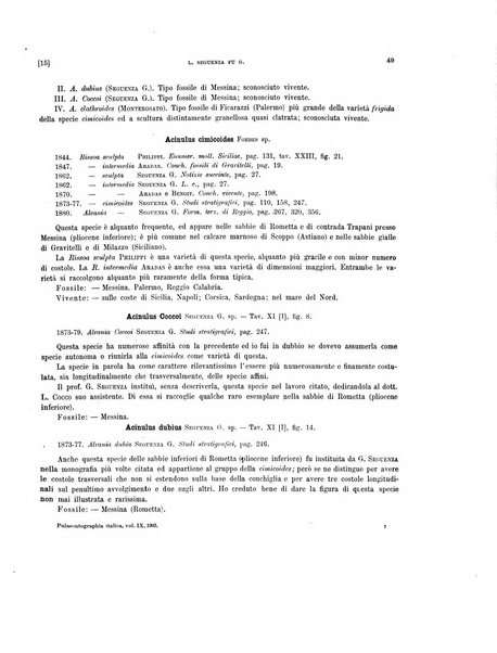 Palaeontographia Italica raccolta di monografie paleontologiche fondata da Mario Canavari nell'anno 1895