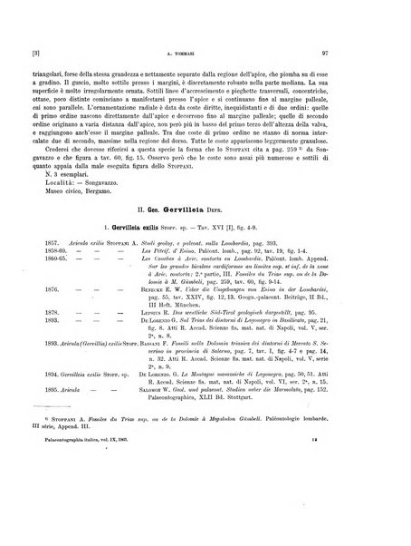 Palaeontographia Italica raccolta di monografie paleontologiche fondata da Mario Canavari nell'anno 1895