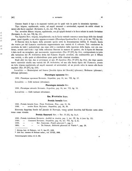 Palaeontographia Italica raccolta di monografie paleontologiche fondata da Mario Canavari nell'anno 1895