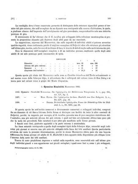 Palaeontographia Italica raccolta di monografie paleontologiche fondata da Mario Canavari nell'anno 1895