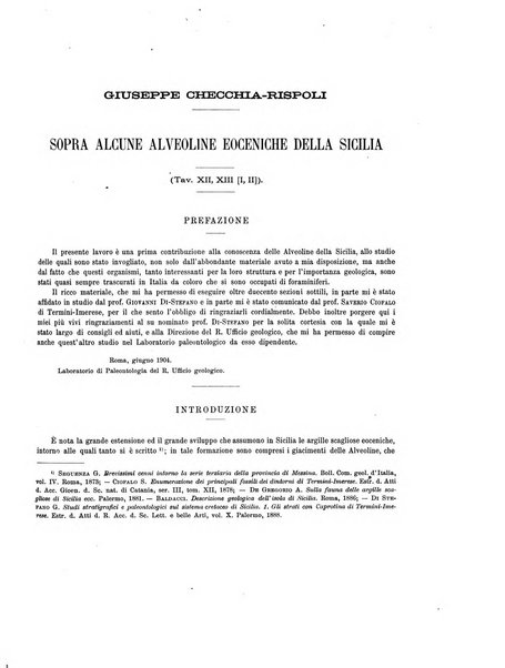 Palaeontographia Italica raccolta di monografie paleontologiche fondata da Mario Canavari nell'anno 1895