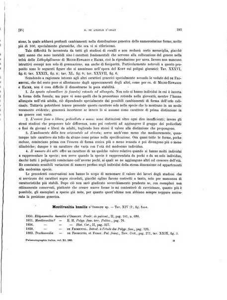 Palaeontographia Italica raccolta di monografie paleontologiche fondata da Mario Canavari nell'anno 1895