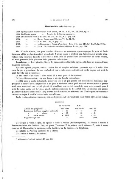 Palaeontographia Italica raccolta di monografie paleontologiche fondata da Mario Canavari nell'anno 1895