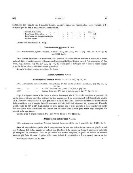 Palaeontographia Italica raccolta di monografie paleontologiche fondata da Mario Canavari nell'anno 1895