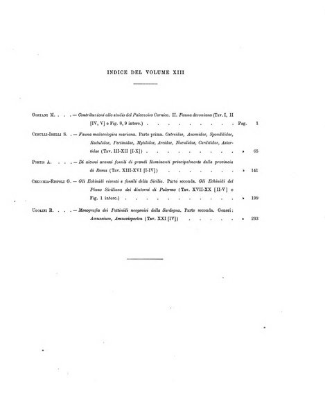 Palaeontographia Italica raccolta di monografie paleontologiche fondata da Mario Canavari nell'anno 1895