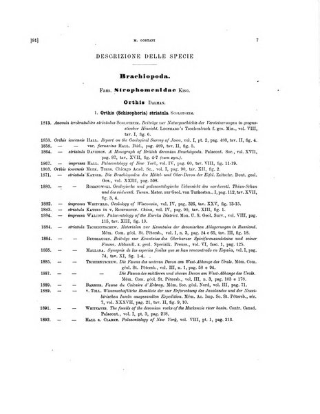 Palaeontographia Italica raccolta di monografie paleontologiche fondata da Mario Canavari nell'anno 1895