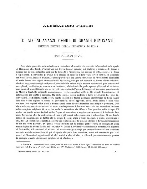 Palaeontographia Italica raccolta di monografie paleontologiche fondata da Mario Canavari nell'anno 1895