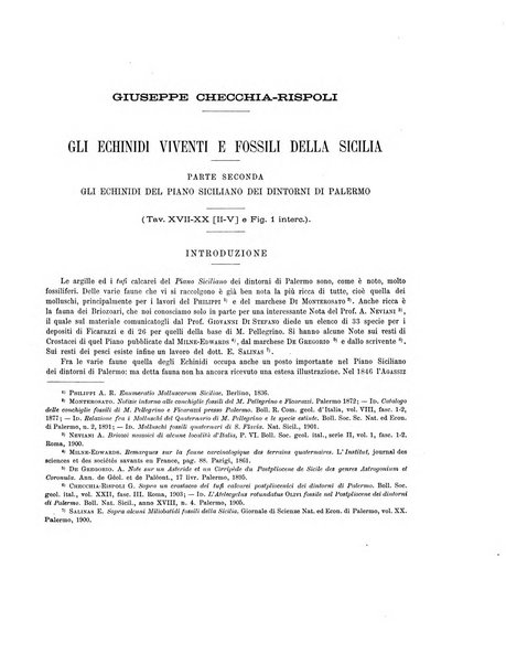 Palaeontographia Italica raccolta di monografie paleontologiche fondata da Mario Canavari nell'anno 1895