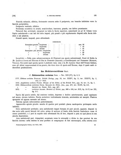 Palaeontographia Italica raccolta di monografie paleontologiche fondata da Mario Canavari nell'anno 1895