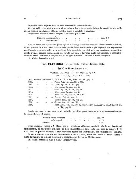 Palaeontographia Italica raccolta di monografie paleontologiche fondata da Mario Canavari nell'anno 1895