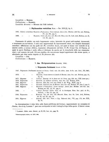 Palaeontographia Italica raccolta di monografie paleontologiche fondata da Mario Canavari nell'anno 1895